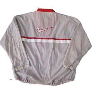 Vtg Nike Windbreaker Mens XXL Gray Red Half Zip Track Jacket Y2K Skater Hip Hop